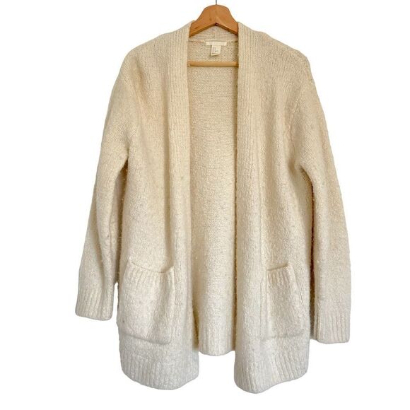 H&M Neutral Cream Baggy Relaxed Cozy Oversized Open Front Cardigan Sweater - Picture 6 of 6